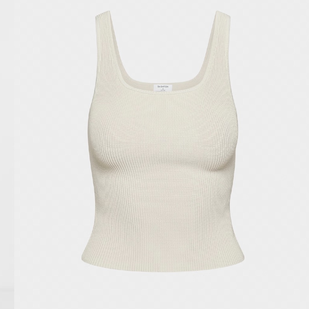 Babaton Sculpt Knit Squareneck Tank Matte Pearl